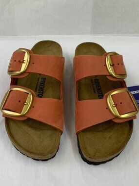 Birkenstock Arizona Big Buckle Mars Red Nubuck Leather Narrow Width Sandals